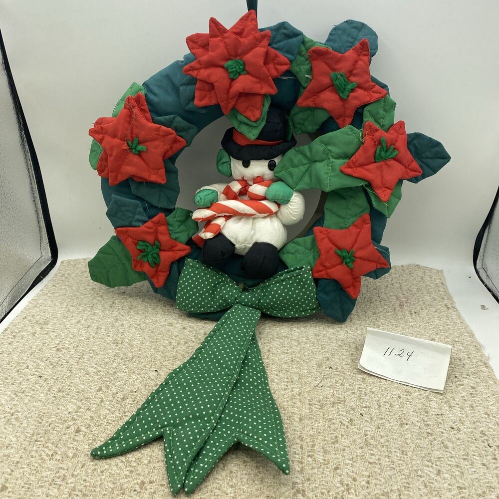 Vtg 1993 Musical Cloth Snowman Wreath by Jet General Christmas Decor/Used